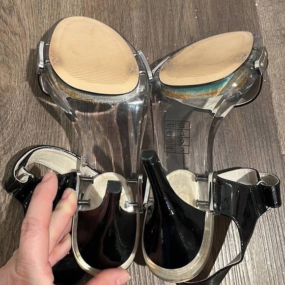 MICHAEL Kors leather rubber see through stilettos 9 M black. Logo detail - Picture 7 of 8